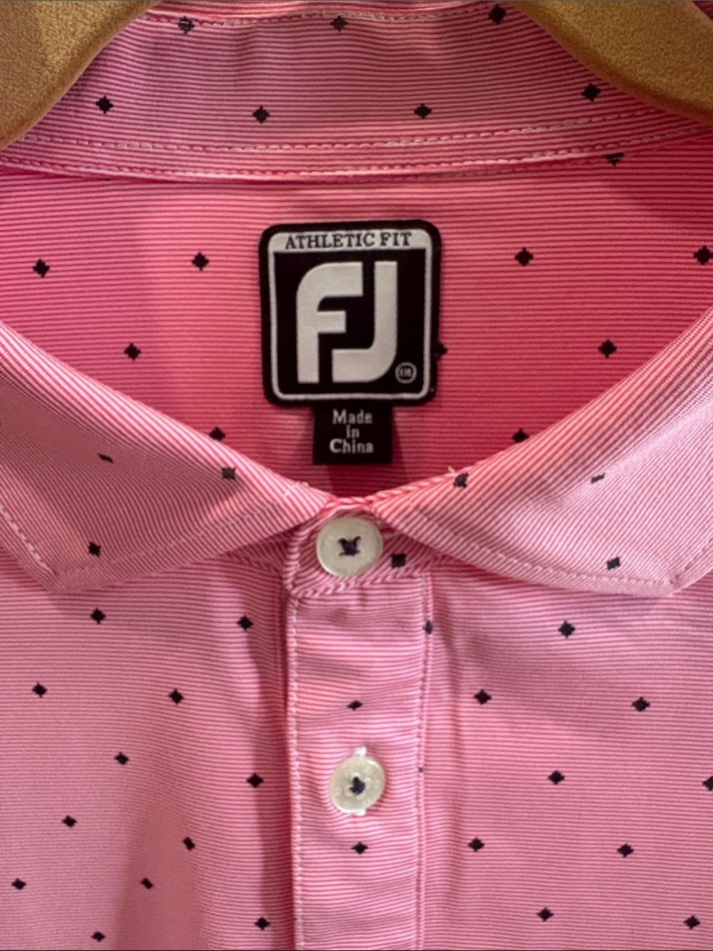 FootJoy Pink Polo with Small Black Dot Pattern